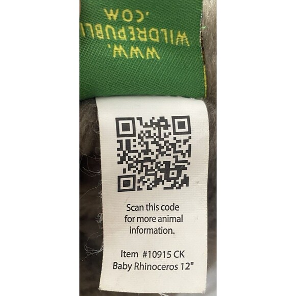 Wild Republic Baby Rhinoceros Plush 12" Gray Stuffed Animal Toy - Picture 5 of 5